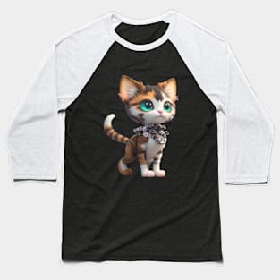 Calico Cyborg Cat Baseball T-Shirt